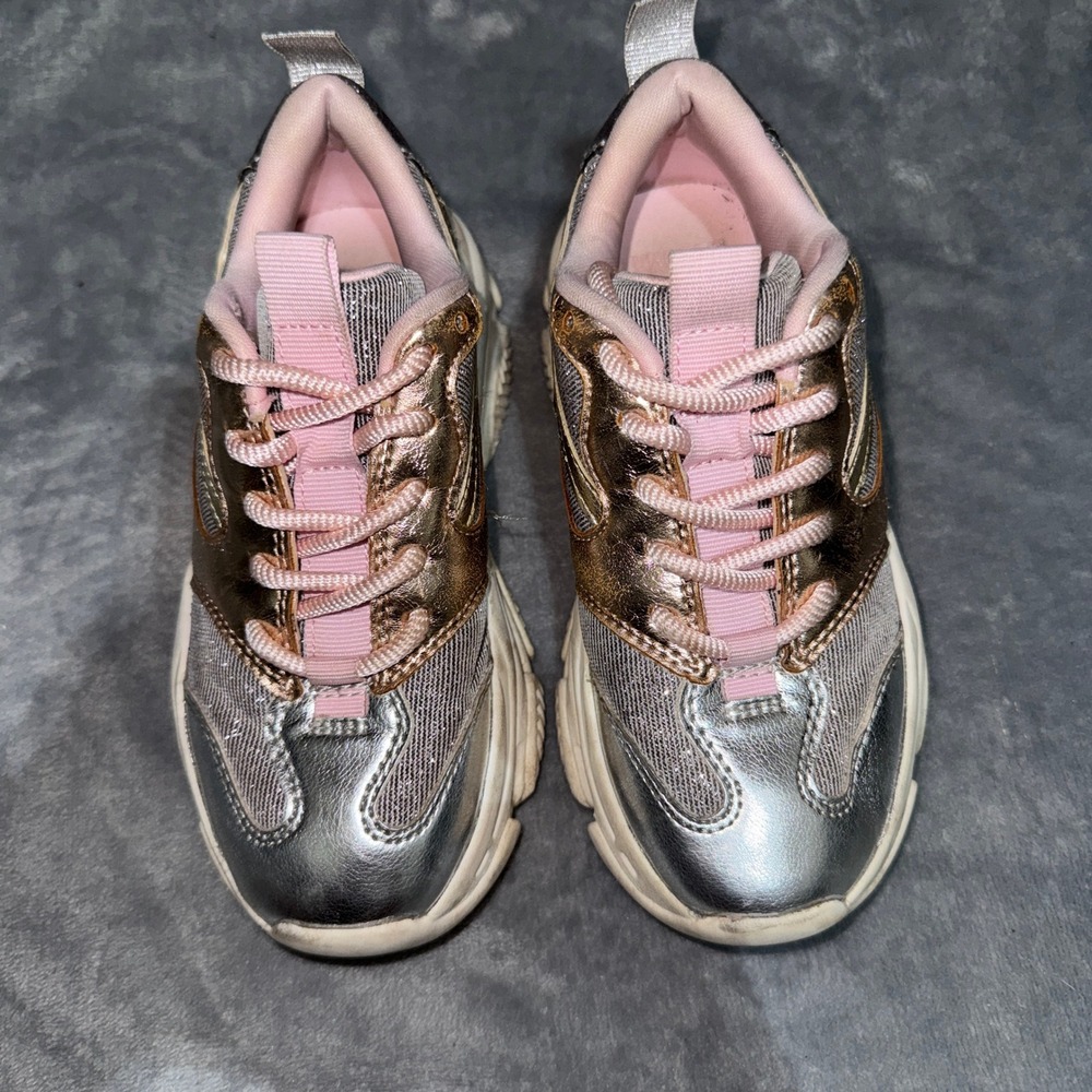 Madden NYC Girls Metallic Chunky Sneaker 13 Silver Rose Gold Platform Sole